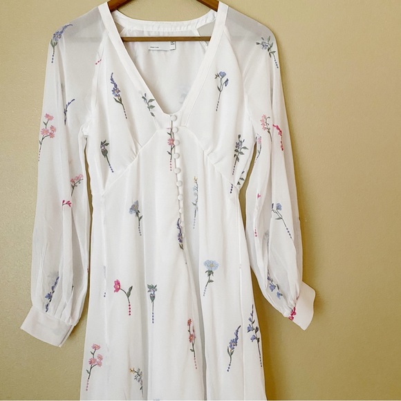 NWT ASOS DESIGN White Button Front Embroidered Maxi Dress - Picture 4 of 7